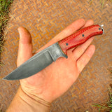 4.25" EDC hunter - red firehose micarta