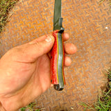 4.25" EDC hunter - red firehose micarta