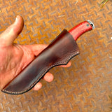 4.25" EDC hunter - red firehose micarta